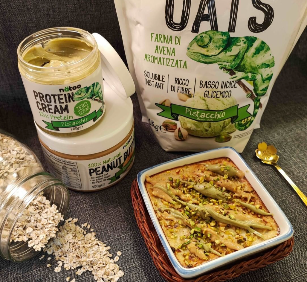 Baked oats al pistacchio