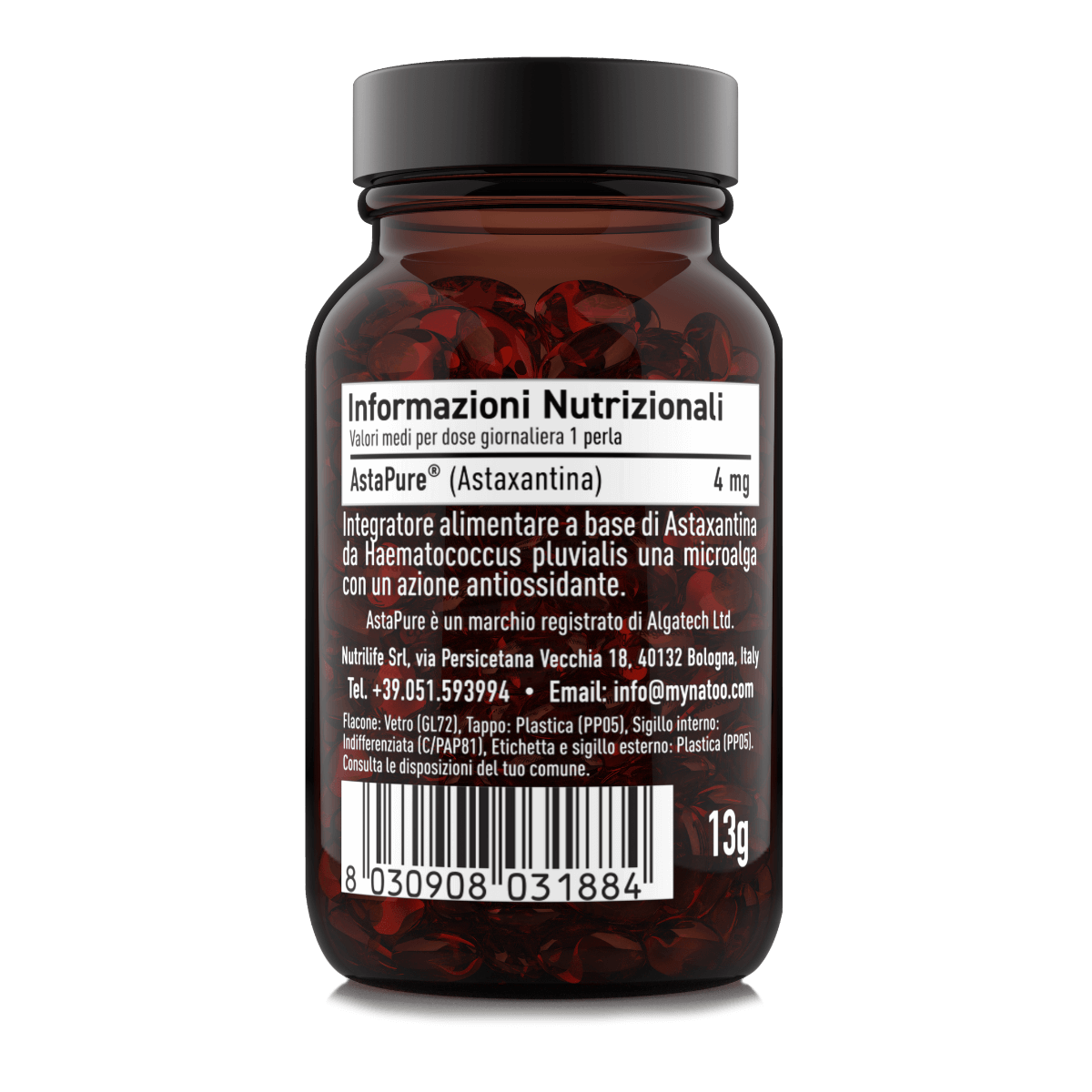 Informazioni nutrizionali e benefici Astaxantina AstaPure