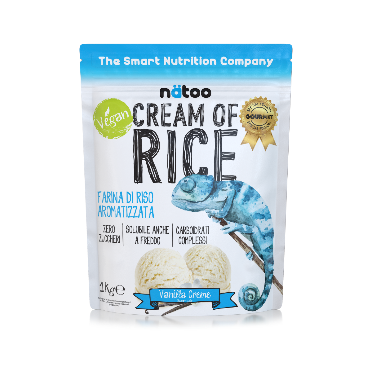 Crema di riso aromatizzata Vanilla Creme Natoo 1kg ideale per colazione sportiva e palestra
