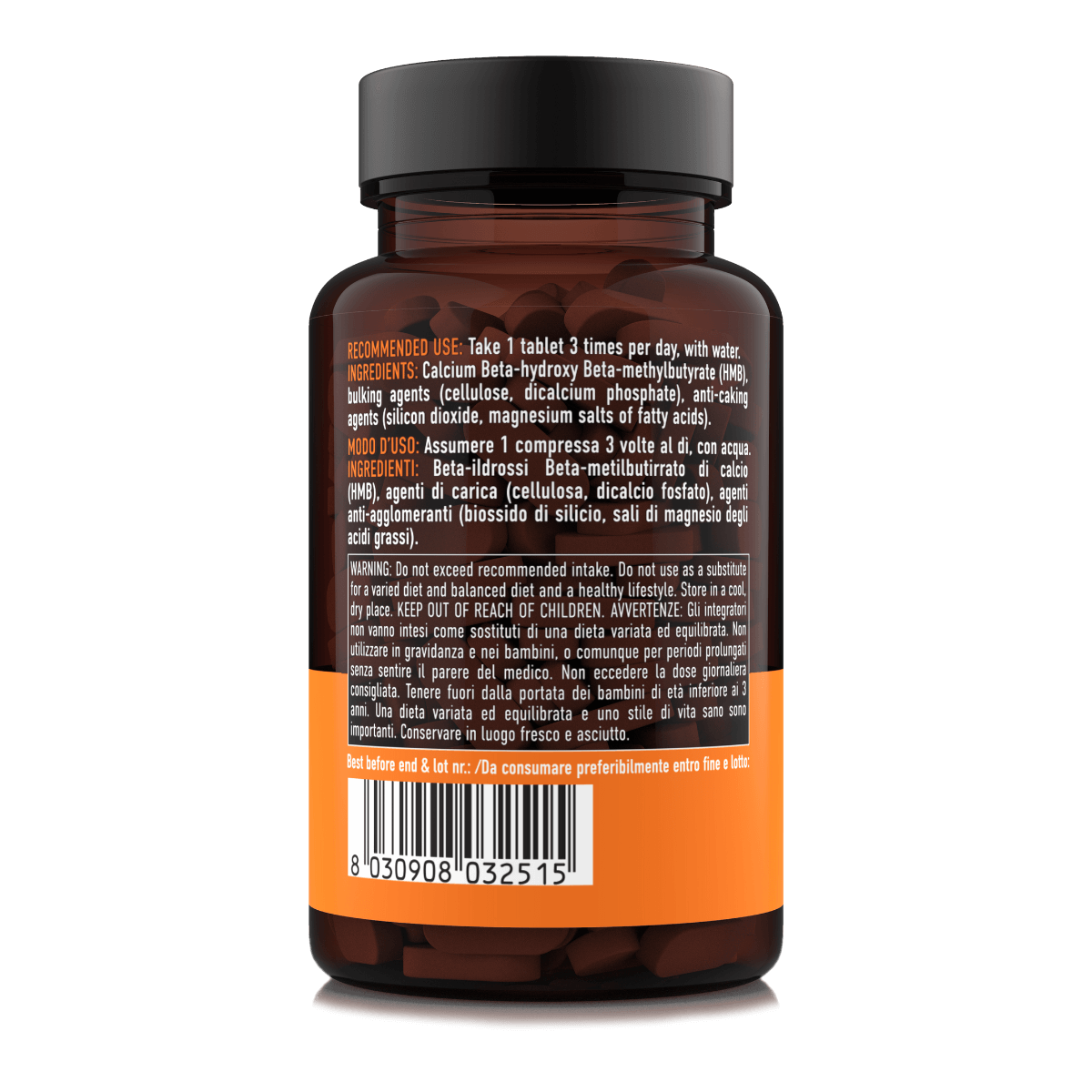 Nätoo HMB Performance 1000mg, etichetta e formato, con modo d'uso e ingredienti.