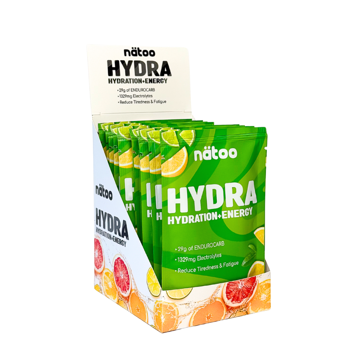 Pack 10 bustine monodose da 33 g di Hydra Nätoo, idratazione per endurance