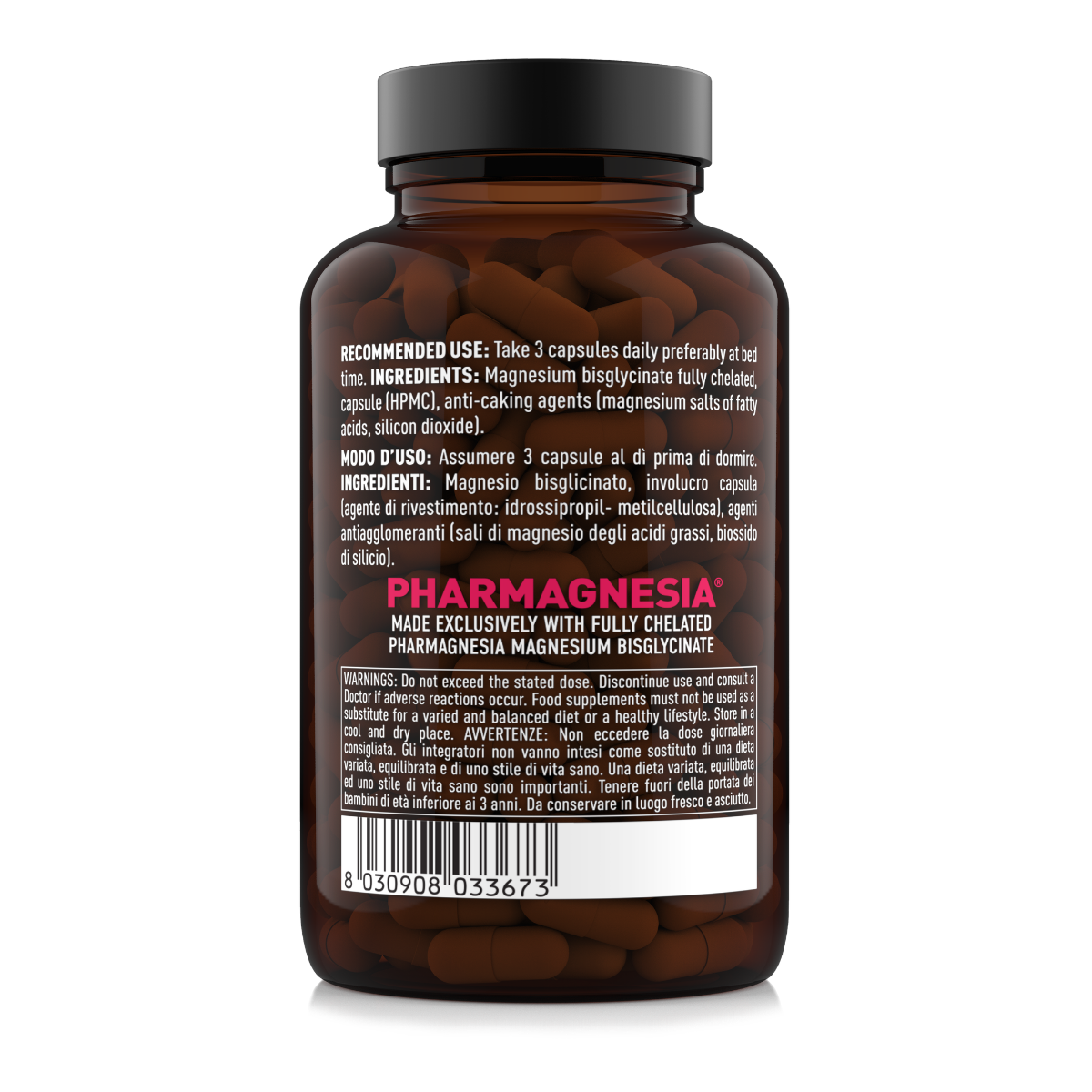 Ingredienti e modo d'uso Magnesio Bisglicinato Nätoo 180 capsule, integratore vegan