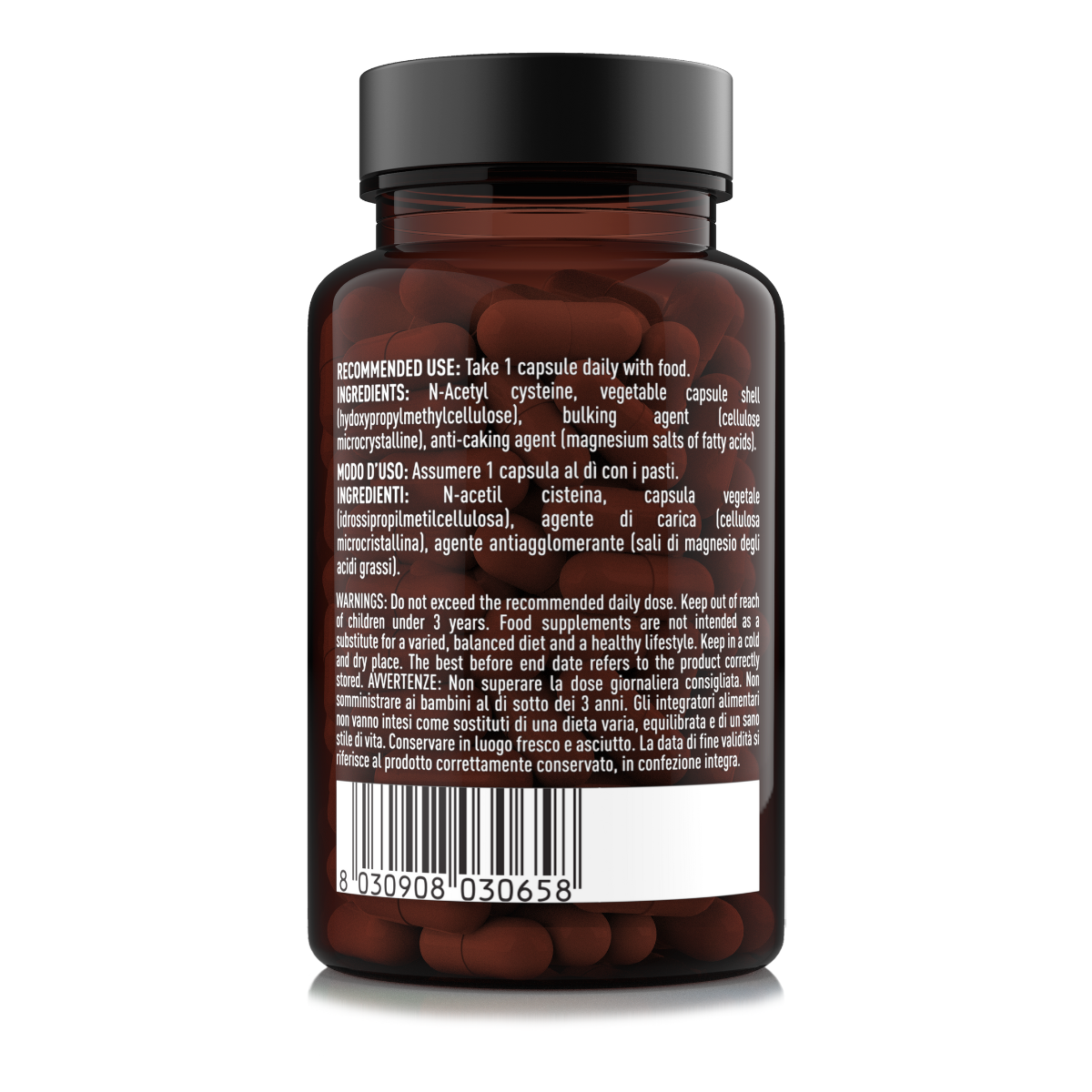 Retro confezione NAC 600 mg Natoo 90 capsule – ingredienti e avvertenze