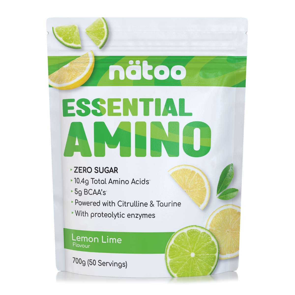 Confezione Nätoo Essential Amino gusto Lemon Lime formato 700g (50 porzioni) – integratore di aminoacidi essenziali EAA e BCAA 2:1:1, zero zuccheri, con Glutammina, Citrullina e Taurina ed enzimi digestivi