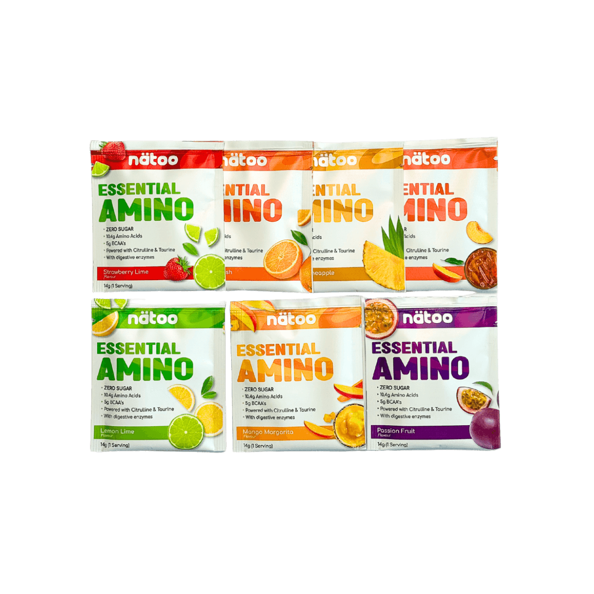 Bustine monodose da 14g del Pack Degustazione Essential Amino