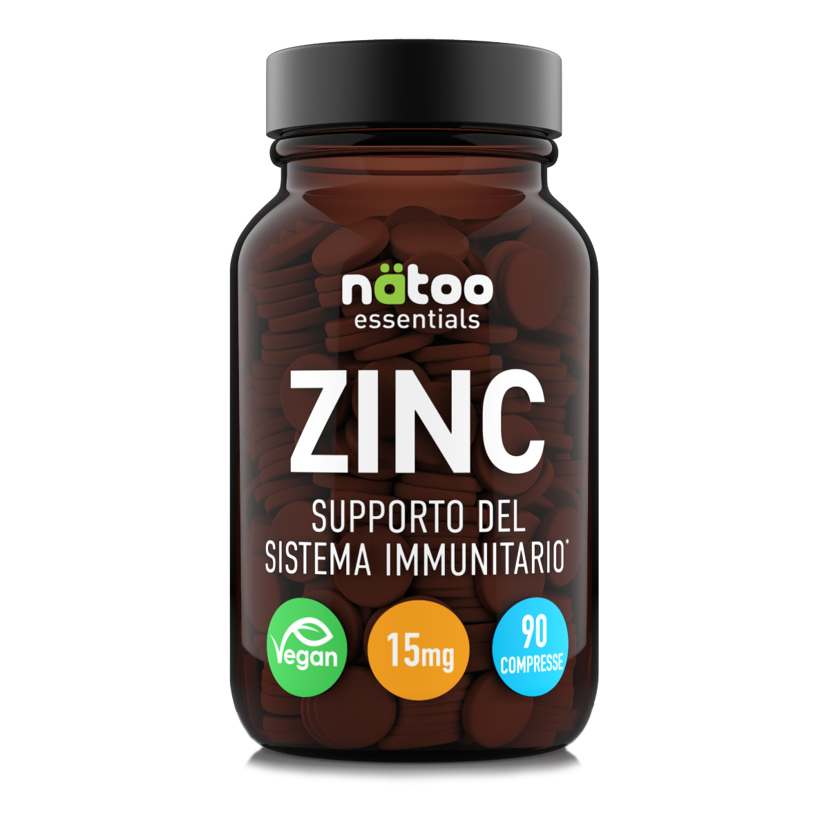 Nätoo Zinc Essentials integratore di zinco citrato biodisponibile 15 mg per immunità, pelle e ormoni