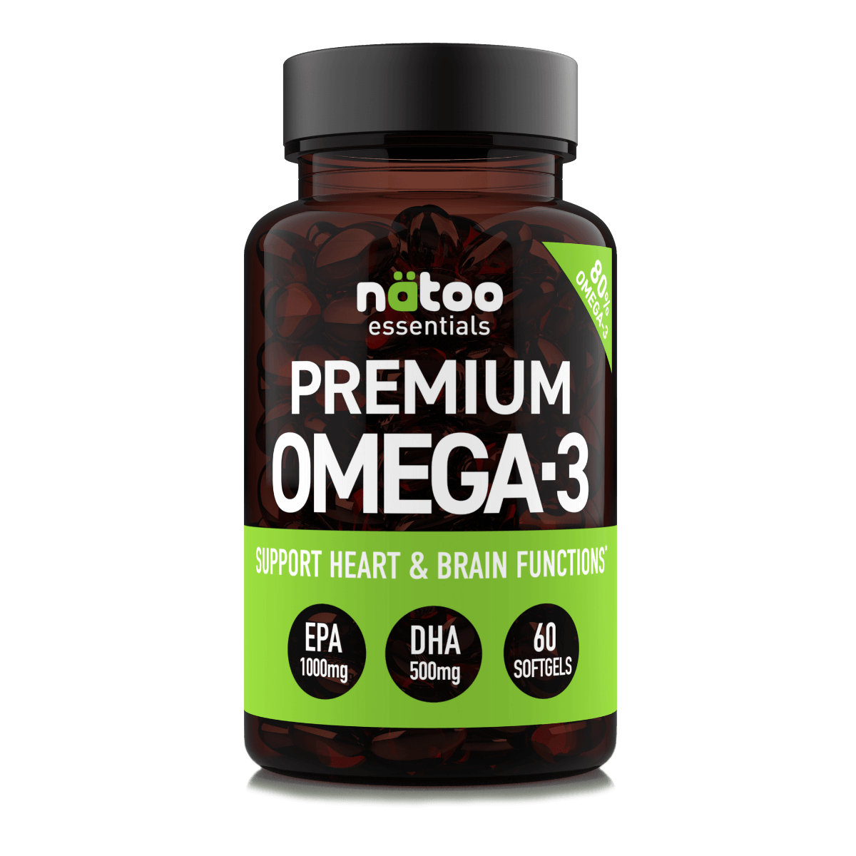 Premium Omega-3 MyNatoo formato 60 perle, integratore di Omega-3 in forma trigliceride con EPA e DHA ad alta concentrazione