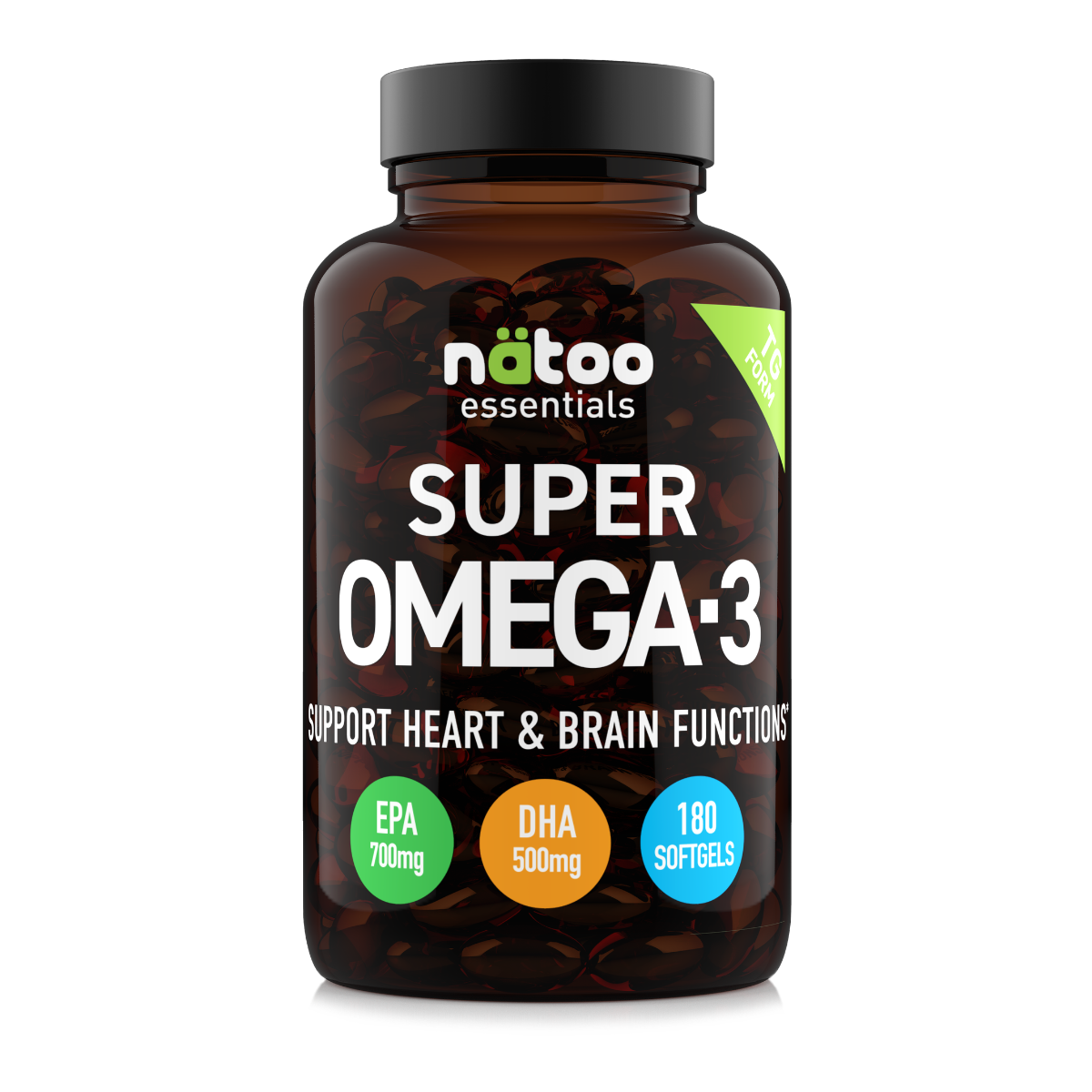 Super Omega-3 Nätoo 180 softgel in forma trigliceride, 700 mg EPA e 500 mg DHA per dose
