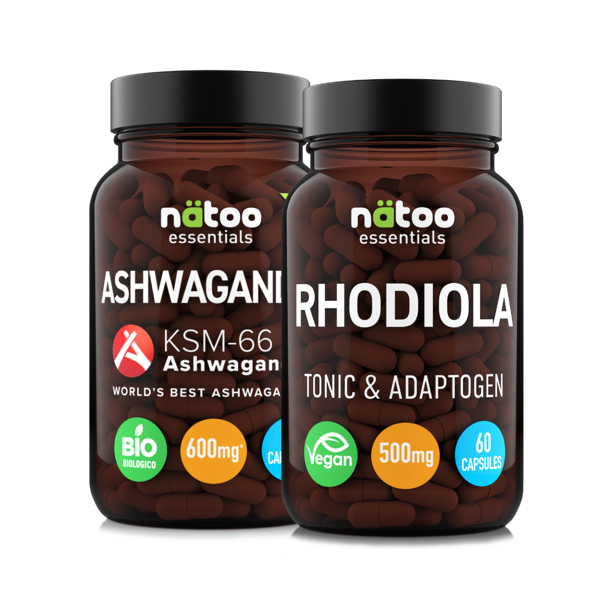 Pacchetto Ashwagandha e Rhodiola – integratori adattogeni naturali per stress, energia e concentrazione