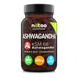 Barattolo fronte Ashwagandha BIO KSM-66 60 capsule Natoo – integratore adattogeno naturale anti-stress e ansia