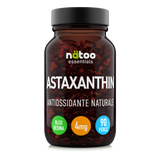 Astaxantina 4 mg oleoresina Natoo Essentials antiossidante naturale 90 perle softgel flacone frontale