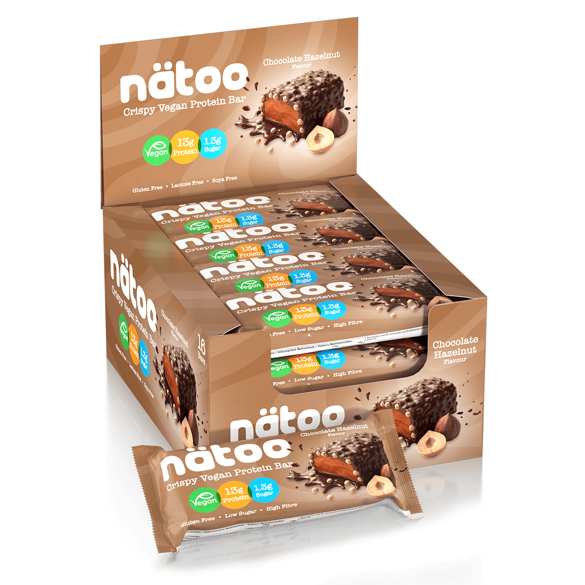 Barretta proteica vegana Nätoo gusto Chocolate Hazelnut – 13g proteine, vegana e senza glutine