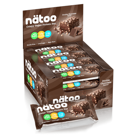 Barretta proteica vegana Nätoo gusto Double Chocolate – 13g di proteine, low sugar