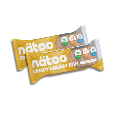 Duo Pack di barrette energetiche al gusto banana Natoo, naturali, vegane e senza glutine