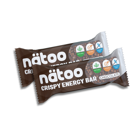 Duo Pack di barrette energetiche al cioccolato Natoo, naturali, vegane e senza glutine