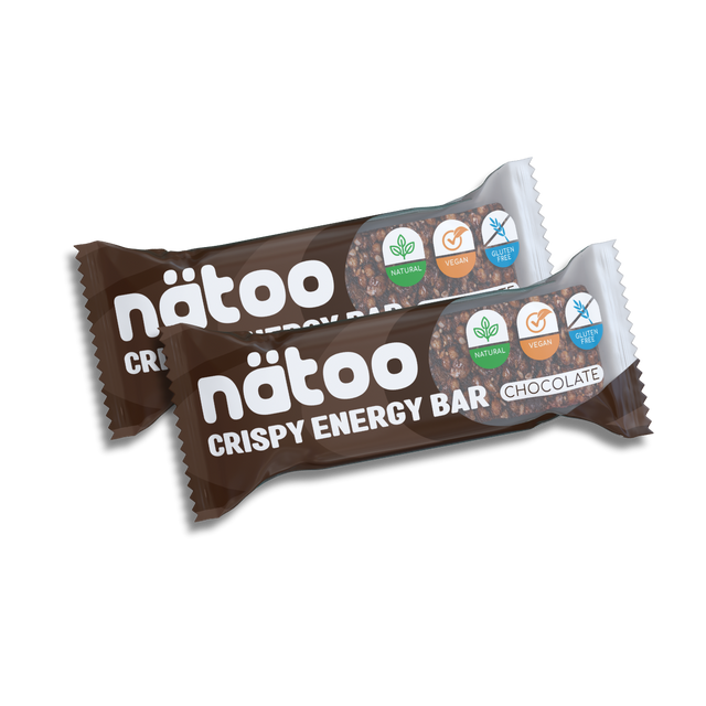 Duo Pack di barrette energetiche al cioccolato Natoo, naturali, vegane e senza glutine