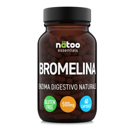 Bromelina Nätoo Essentials 500 mg 2500 GDU/g, 60 capsule, barattolo fronte