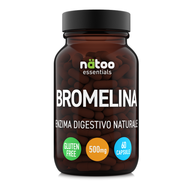Bromelina Nätoo Essentials 500 mg 2500 GDU/g, 60 capsule, barattolo fronte