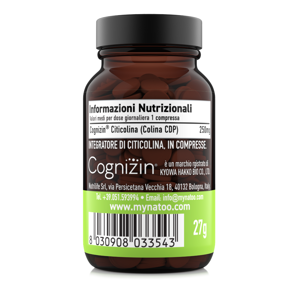 Citicolina Cognizin 250 mg Natoo Essentials informazioni nutrizionali integratore CDP colina