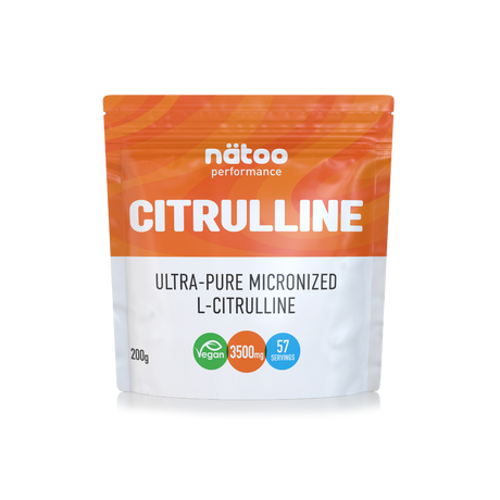 Citrullina in polvere MyNatoo formato 200 g, busta fronte, integratore sportivo in polvere pura
