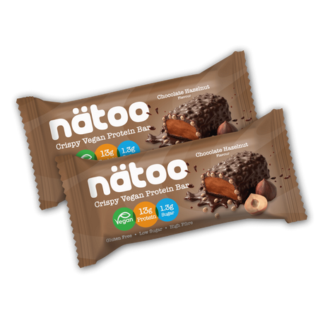 Duo Pack Nätoo di barrette proteiche vegane gusto Chocolate Hazelnut– 13g di proteine e solo 1,3g di zuccheri