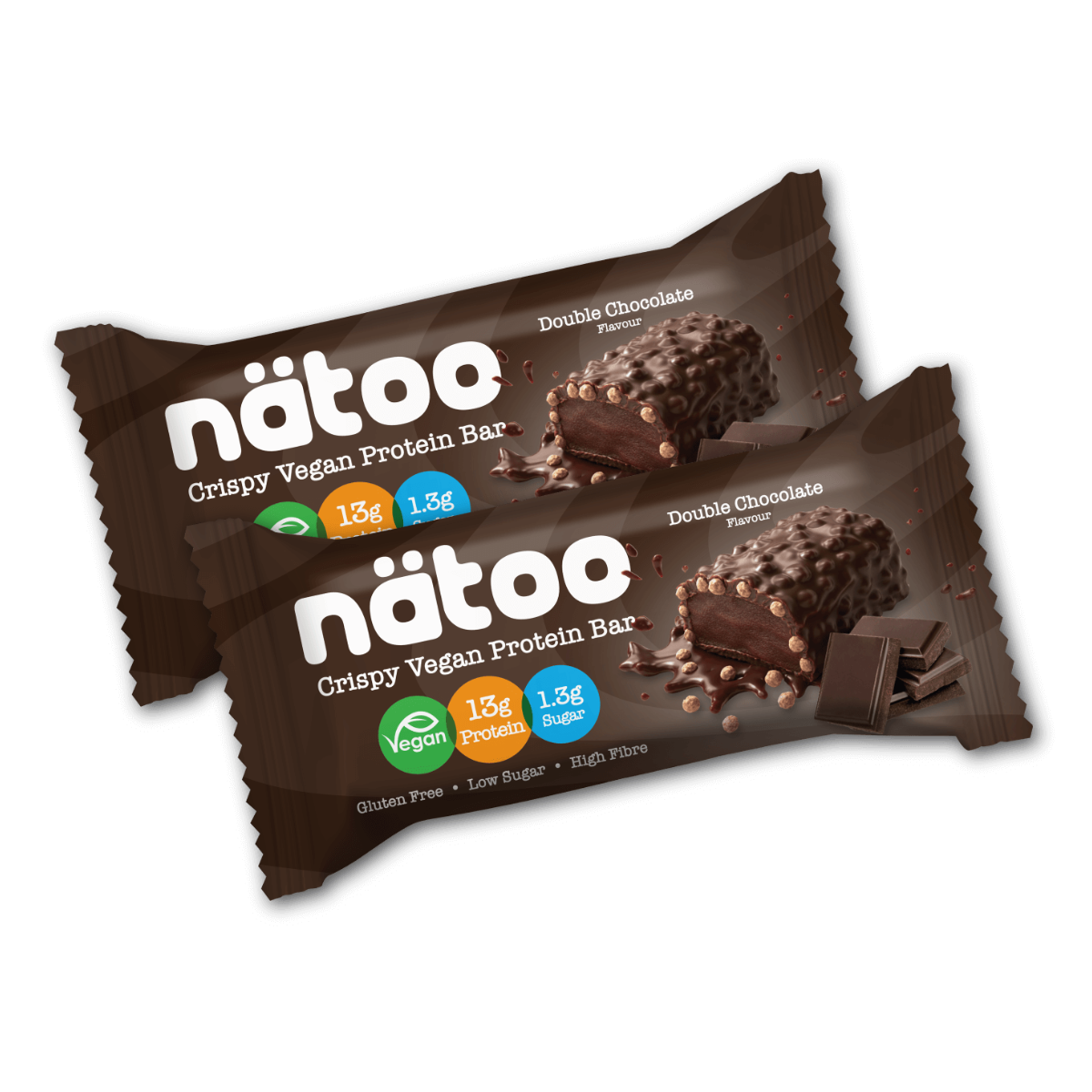 Duo Pack Nätoo di barrette proteiche vegane gusto Double Chocolate – 13g di proteine e solo 1,3g di zuccheri
