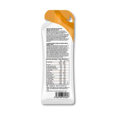 Etichetta valori nutrizionali gel energetico Orange Juice