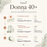 Come assumere il Donna 40+ Pack: vitamina D3 e creatina di giorno, magnesio la sera