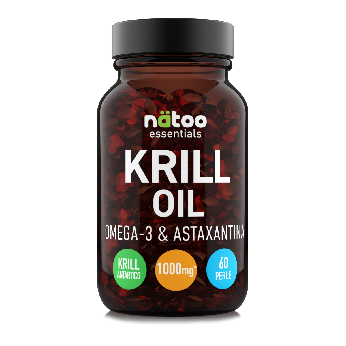 Barattolo Krill Oil Natoo – integratore di olio di krill antartico con Omega 3 EPA e DHA