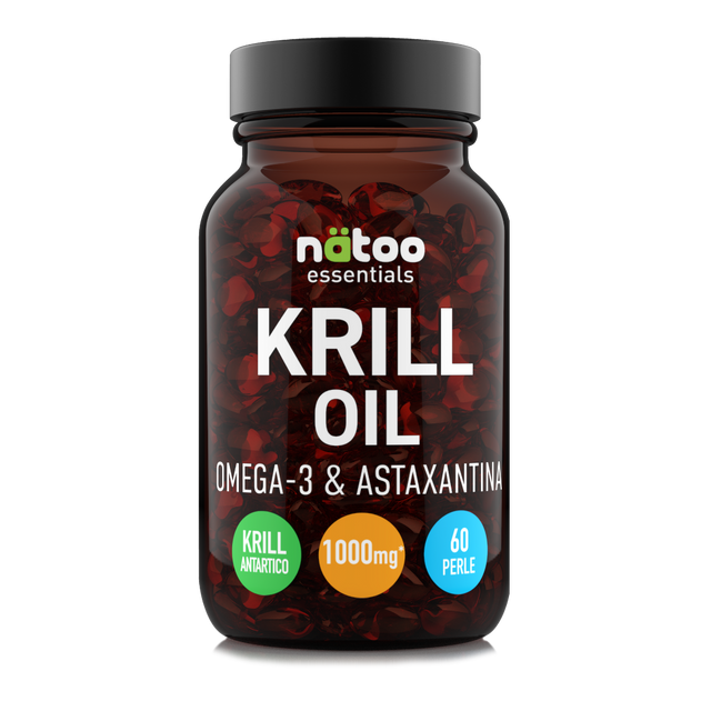 Barattolo Krill Oil Natoo – integratore di olio di krill antartico con Omega 3 EPA e DHA