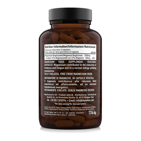 Tabella nutrizionale Magnesio Bisglicinato Nätoo 180 capsule — 300mg di magnesio per dose