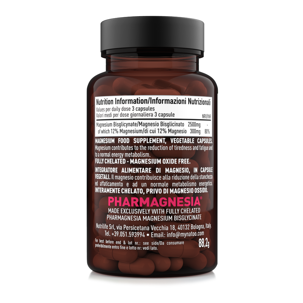 Tabella nutrizionale Magnesio Bisglicinato Nätoo 90 capsule — 300mg di magnesio per dose