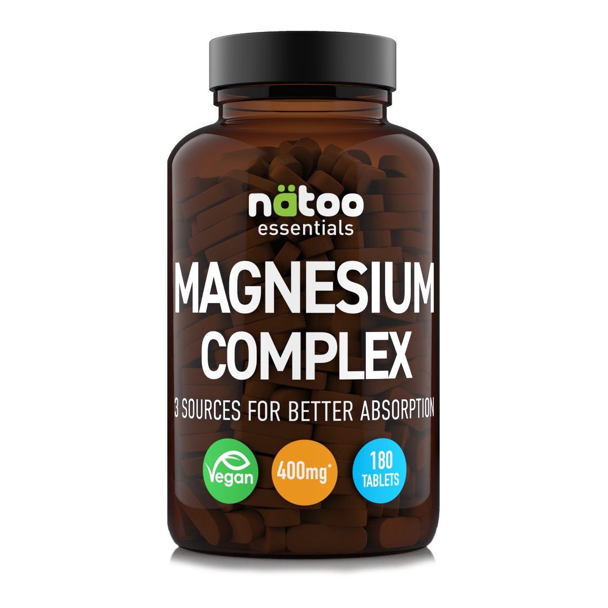 Magnesium Complex Natoo da 180 compresse, integratore di magnesio a 3 fonti per uso quotidiano e sportivi