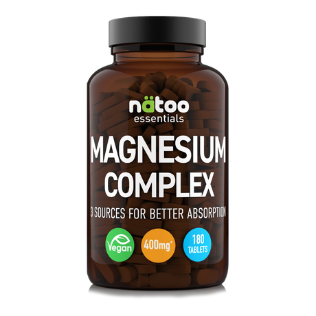 Magnesium Complex Natoo da 180 compresse, integratore di magnesio a 3 fonti per uso quotidiano e sportivi