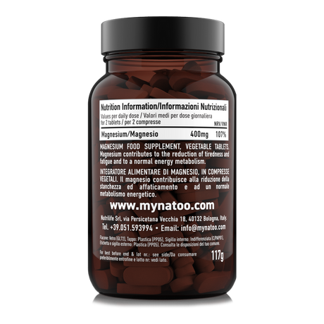 Tabella nutrizionale Magnesium Complex Natoo 90 compresse, magnesio a 3 fonti con citrato, carbonato e bisglicinato