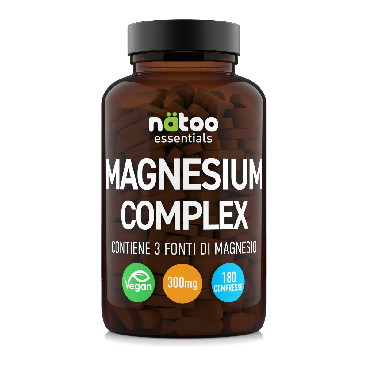Magnesium Complex Nätoo 180 compresse, integratore di magnesio a 3 fonti, scorta per 60 giorni