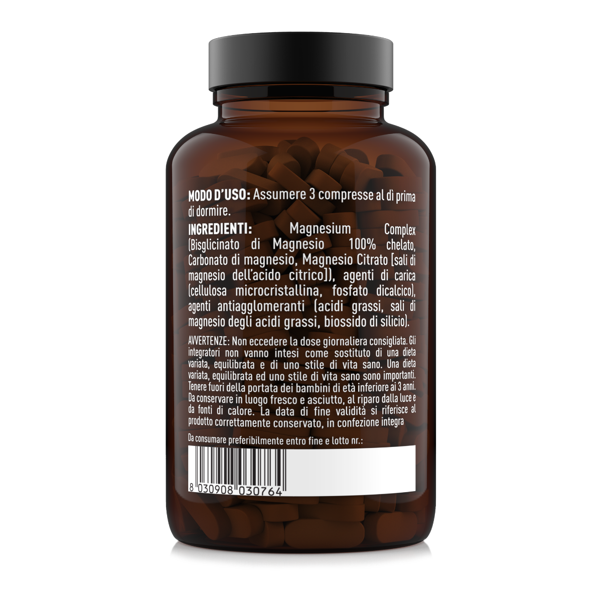 Modo d'uso e ingredienti Magnesium Complex Nätoo 180 compresse, 3 compresse prima di dormire