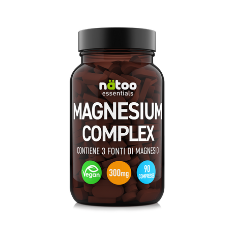 Magnesium Complex Nätoo 90 compresse, magnesio da 3 fonti 300 mg, vegan
