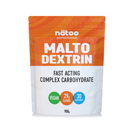 Maltodestrine in polvere Nätoo, busta da 900 g gusto neutro, fronte