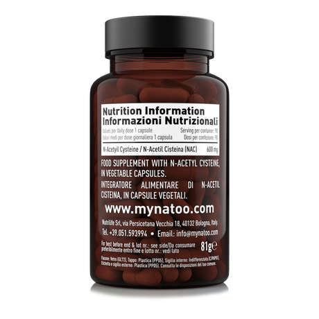 Tabella nutrizionale NAC 600 mg Natoo – Informazioni su dosaggio