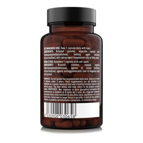 Retro confezione NAC 600 mg Natoo 90 capsule – ingredienti e avvertenze