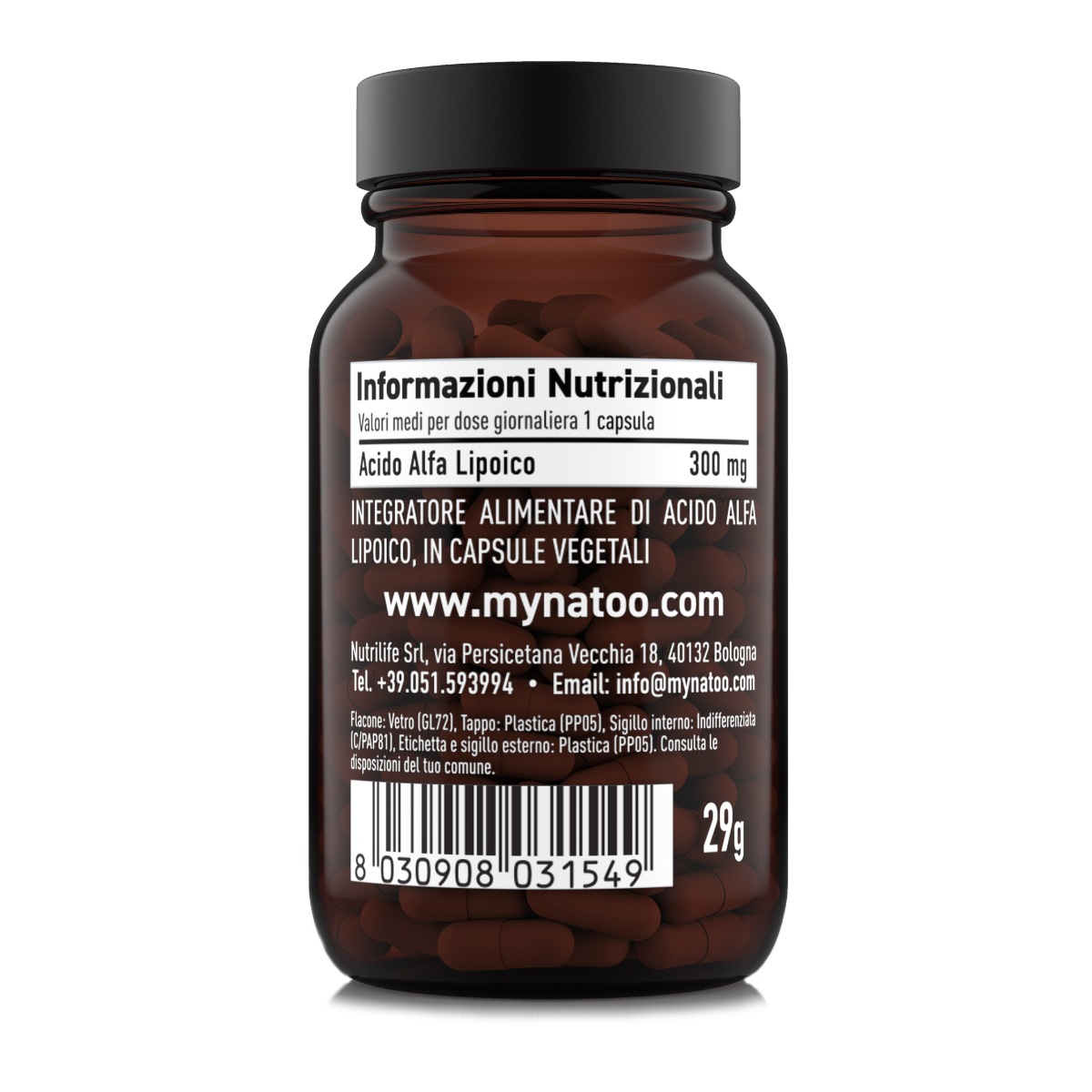 Acido Alfa Lipoico 300 mg Natoo – tabella nutrizionale e valori per capsula