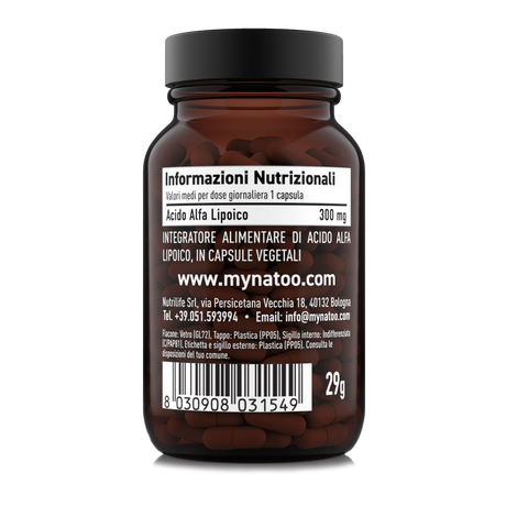 Acido Alfa Lipoico 300 mg Natoo – tabella nutrizionale e valori per capsula