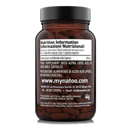 Acido Alfa Lipoico 600 mg Natoo – tabella nutrizionale e valori per capsula