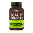 Barattolo in vetro Nätoo Beauty Complex Essentials – integratore con Ovoderm®, OptiMSM® e Bloosil® per benessere di pelle, unghie e capelli, 90 capsule vegane, vista frontale