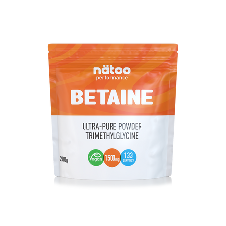 Busta Nätoo Betaine Ultra-Pure Powder Trimethylglycine – 1500mg di Betaina Trimetilglicina pura per dose, 133 porzioni, vegana Made in Italy, vista frontale