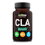 Barattolo in vetro Nätoo CLA Tonalin® Essentials – 90 softgel, 2400mg di acido linoleico coniugato per dose, 80% CLA attivo, vista frontale