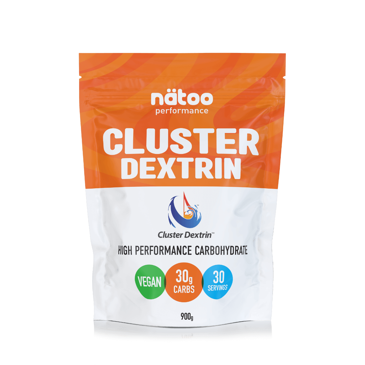Busta Nätoo Cluster Dextrin™ High Performance Carbohydrate – HBCD certificata Glico Nutrition, 30g carboidrati per dose, 900g 30 porzioni, vegana, vista frontale