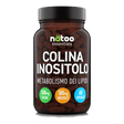 Barattolo in vetro Nätoo Colina Inositolo Essentials – 500mg Colina Bitartrato + 500mg Inositolo per dose, 60 capsule vegetali vegane, vista frontale