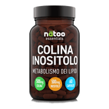 Barattolo in vetro Nätoo Colina Inositolo Essentials – 500mg Colina Bitartrato + 500mg Inositolo per dose, 60 capsule vegetali vegane, vista frontale